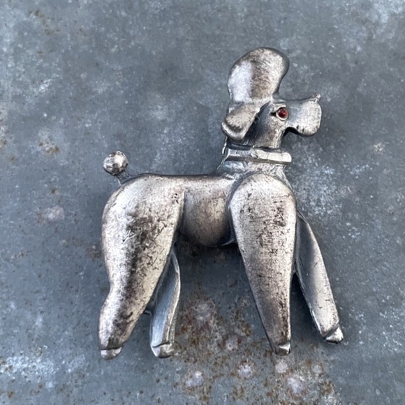 Jewelry - Vintage Sterling Sassy Poodle Dog Brooch